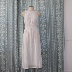 Vintage Dress Eyelet Lace Dress Cut out white cotton